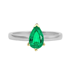14 Karat Two Tone Gold GIA-Certified Fine Emerald Colored Stone