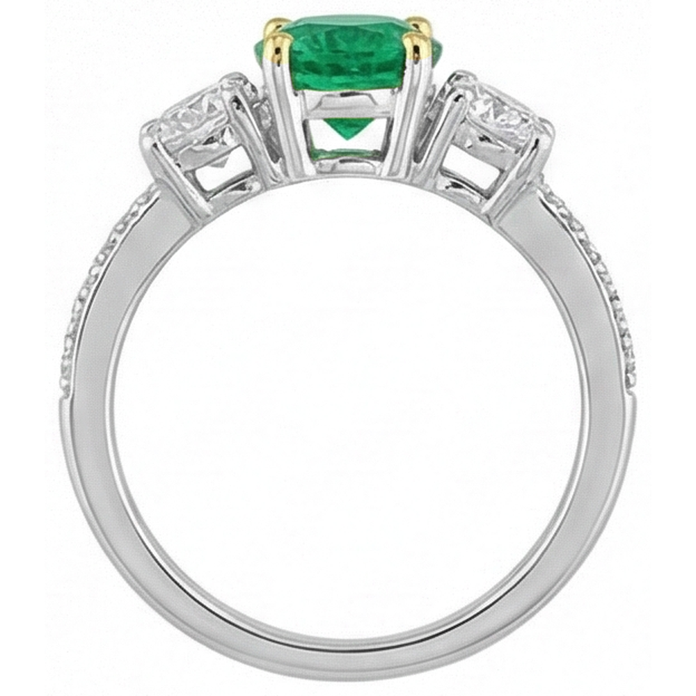 Radiant Fine Emerald Precious Stone Ring 1 ct – top view