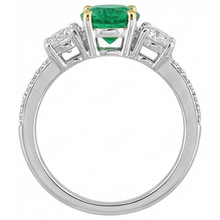 Radiant Fine Emerald Precious Stone Ring 1 ct – top view