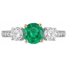 Real Fine Emerald Precious Stone Ring 1 ct Two-Tone 14K Gold – side view