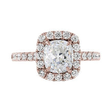 Anniversary Halo Ring Old Cut Natural Cushion Diamond 3.90 Carats Rose Gold