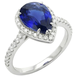 Natural Sapphire Ring 4.50ct - White Gold 14K