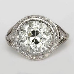 Anniversary Halo Ring Round Old Mine Cut Genuine Natural Earth Mined Diamonds 4.25 Carats