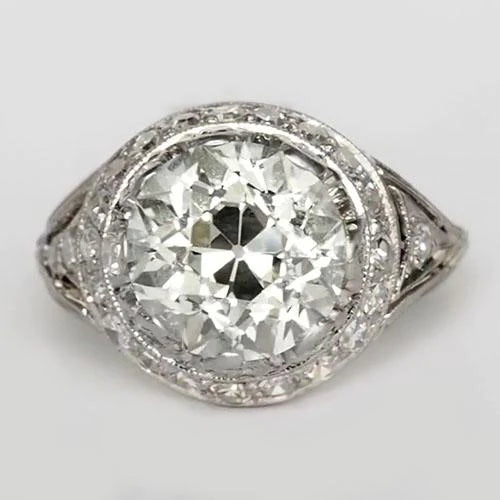Anniversary Halo Ring Round Old Mine Cut Genuine Diamonds 4.25 Carats