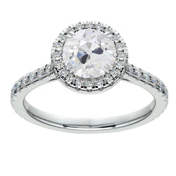 Anniversary Halo Ring Round Old Mine Cut Real Diamonds 4.50 Carats