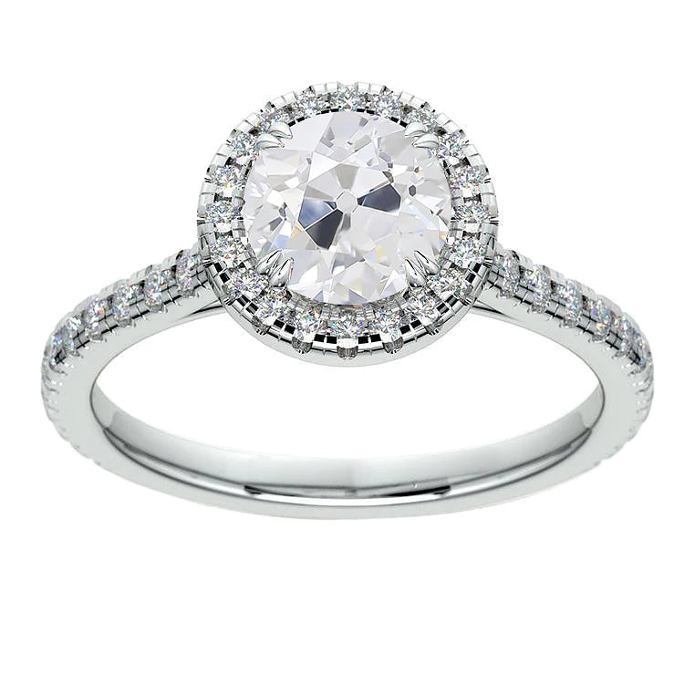 Anniversary Halo Ring Round Old Mine Cut Real Diamonds 4.50 Carats