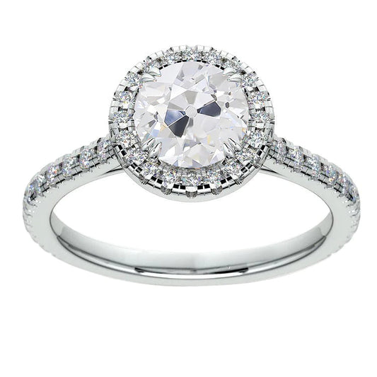 Anniversary Halo Ring Round Old Mine Cut Real Diamonds 4.50 Carats