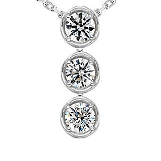 Anniversary Jewelry 3 Stone Round Genuine Diamond Pendant Necklace 2.25 Carats