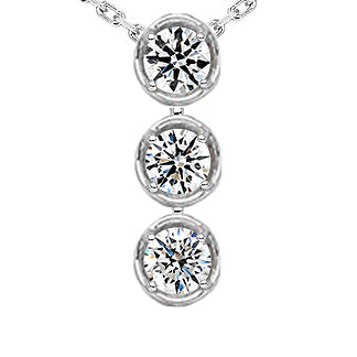 Anniversary Jewellery 3 Stone Round Genuine Natural Earth Mined Diamond Pendant Necklace 2.25 Carats