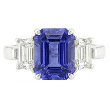 Anniversary Natural Earth Mined Diamond Ring 3 Carats Claw Prong Set Ceylon Sapphire Gold