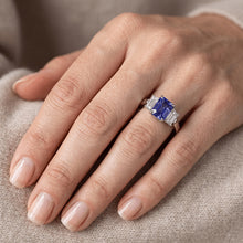 Anniversary Natural Earth Mined Diamond Ring 3 Carats Claw Prong Set Ceylon Sapphire Gold