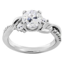 Anniversary Old Cut Natural Earth Mined Diamond Ring Twisted Leaf Style 4 Carats