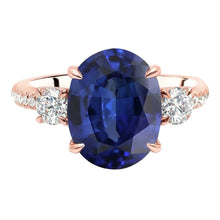 Anniversary Oval Ceylon Sapphire Ring 3 Stone Style Natural Earth Mined Diamonds 5 Carats