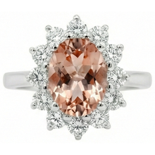 Anniversary Ring 11 Ct Morganite And Natural Earth Mined Diamonds White Gold 14K