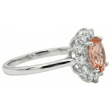 Anniversary Ring 11 Ct Morganite And Natural Earth Mined Diamonds White Gold 14K