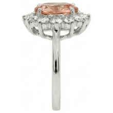 Anniversary Ring 11 Ct Morganite And Natural Earth Mined Diamonds White Gold 14K