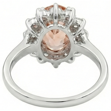 Anniversary Ring 11 Ct Morganite And Natural Earth Mined Diamonds White Gold 14K