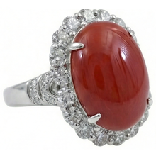 Anniversary Ring 12 Carats Prong Set Red Coral White Gold 14K