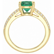 Anniversary Ring 2.25 Ct Round Cut Green Emerald And Natural Earth Mined Diamonds Yellow Gold