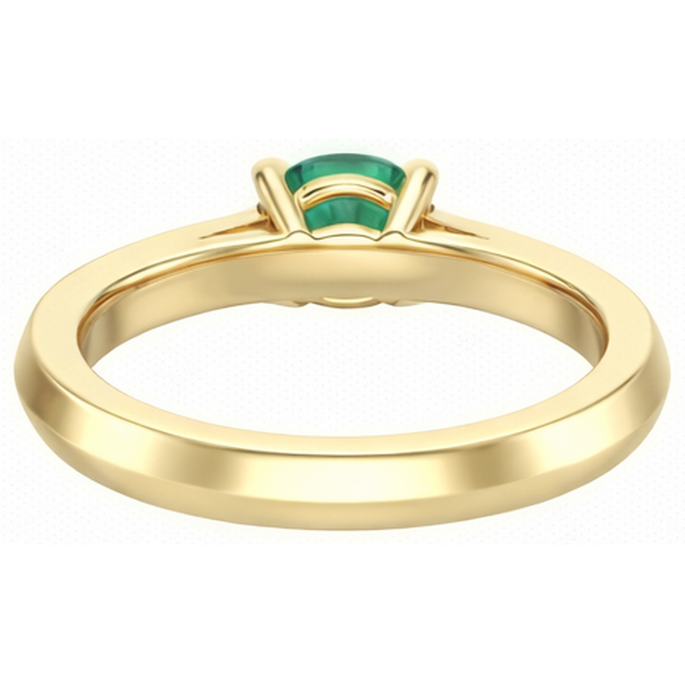 Anniversary Ring 2.25 Ct Round Cut Green Emerald And Natural Earth Mined Diamonds Yellow Gold