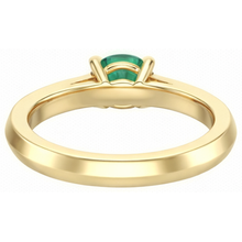 Anniversary Ring 2.25 Ct Round Cut Green Emerald And Natural Earth Mined Diamonds Yellow Gold