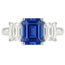 Anniversary Ring 3 Stone 2.50 Carats Ceylon Sapphire Basket Setting