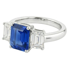 Anniversary Ring 3 Stone 2.50 Carats Ceylon Sapphire Basket Setting