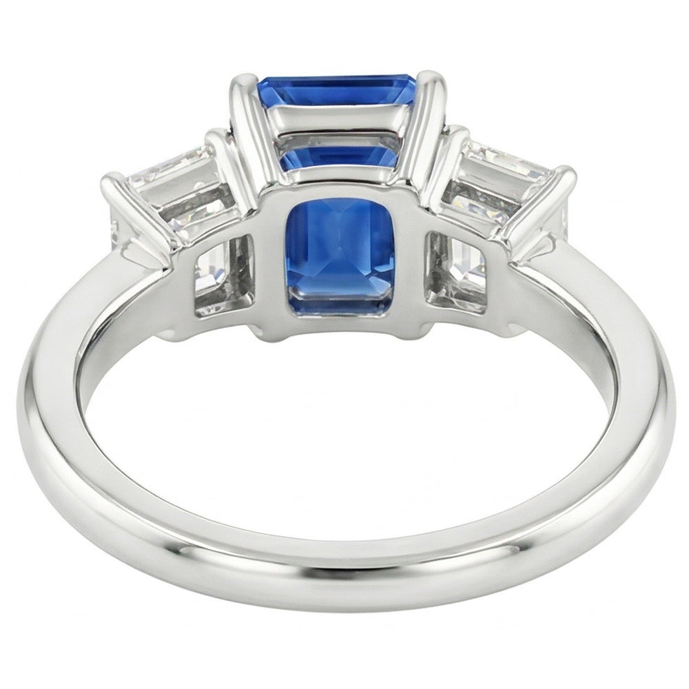 Anniversary Ring 3 Stone 2.50 Carats Ceylon Sapphire Basket Setting