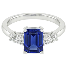 Anniversary Ring 5 Stones Emerald Blue Sapphire & Natural Earth Mined Diamond 4 Carats