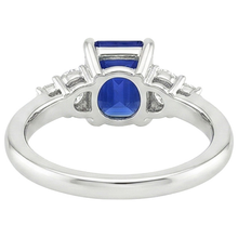 Anniversary Ring 5 Stones Emerald Blue Sapphire & Natural Earth Mined Diamond 4 Carats