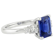 Anniversary Ring 5 Stones Emerald Blue Sapphire & Natural Earth Mined Diamond 4 Carats