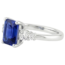 Anniversary Ring 5 Stones Emerald Blue Sapphire & Natural Earth Mined Diamond 4 Carats