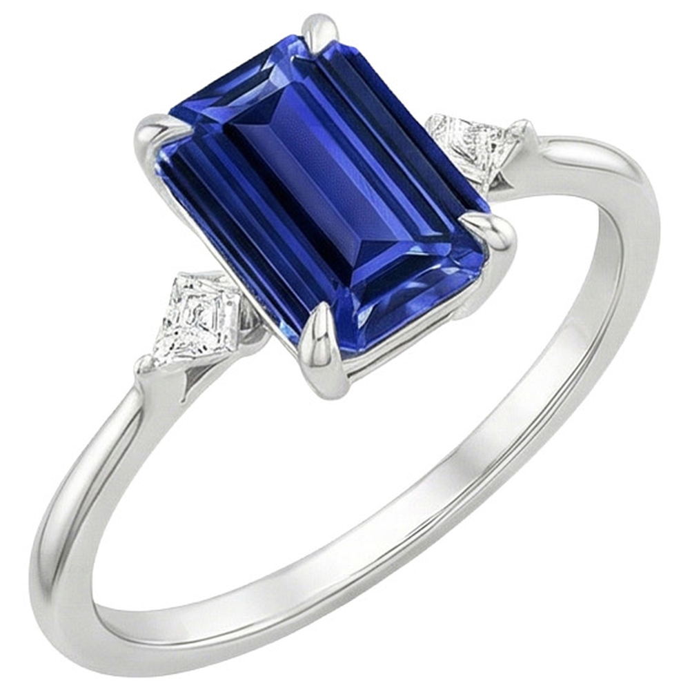 Anniversary Ring Emerald Ceylon Sapphire & Natural Earth Mined Diamond Accents 3.25 Carats