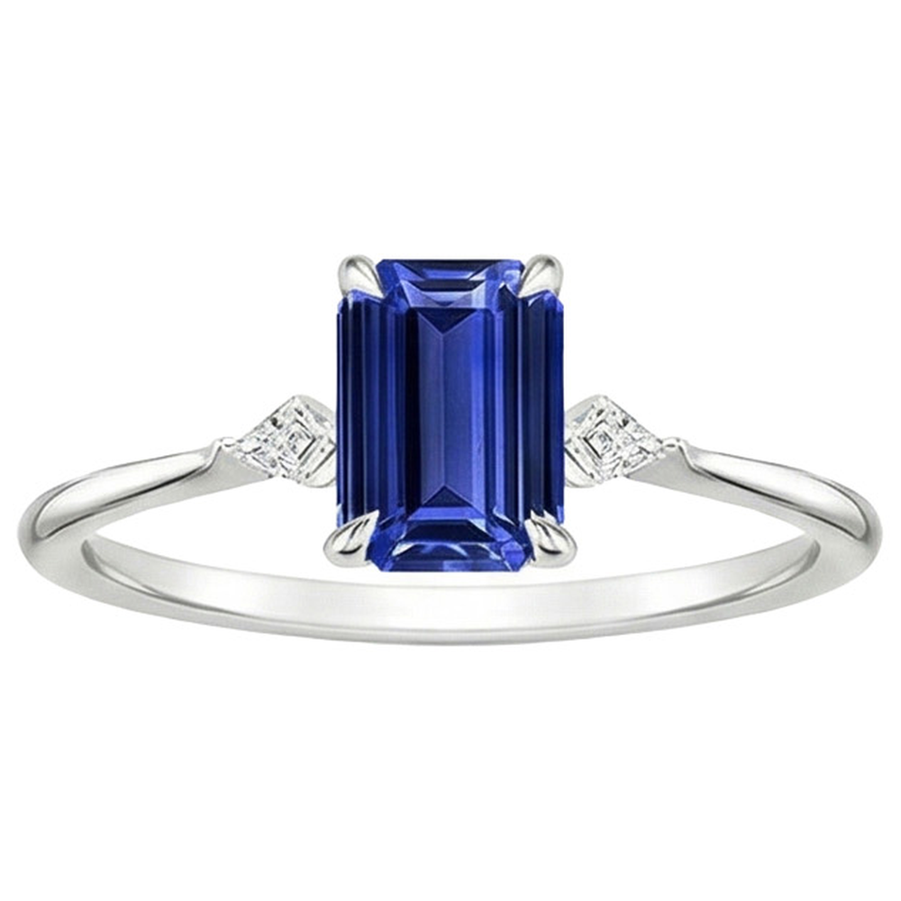 Anniversary Ring Emerald Ceylon Sapphire & Natural Earth Mined Diamond Accents 3.25 Carats