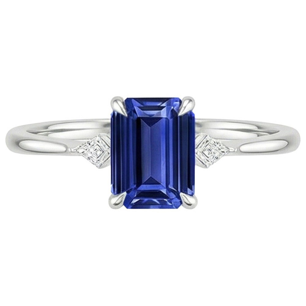 Anniversary Ring Emerald Ceylon Sapphire & Natural Earth Mined Diamond Accents 3.25 Carats