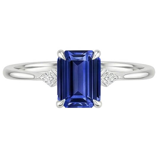 natural emerald sapphire 3.25ct ring profile view