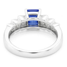 Anniversary Ring Emerald Light Blue Sapphire 2 Carats Pleated Style