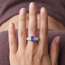 Anniversary Ring Emerald Light Blue Sapphire 2 Carats Pleated Style