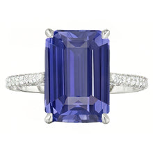 Anniversary Ring Emerald Sapphire & Natural Earth Mined Diamond 4 Carats Tapered Shank