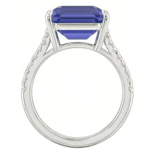 Anniversary Ring Emerald Sapphire & Natural Earth Mined Diamond 4 Carats Tapered Shank