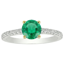 Genuine Fine Emerald Precious Stone Ring 2 ct 14 Karat Two Tone Gold – side view