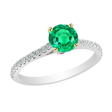 Precious Stone Ring 14 Karat Two Tone Gold with Fine Emerald – main view