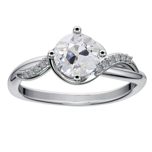Anniversary Ring Old Cut Round Genuine Diamond Twisted Style 3.50 Carats