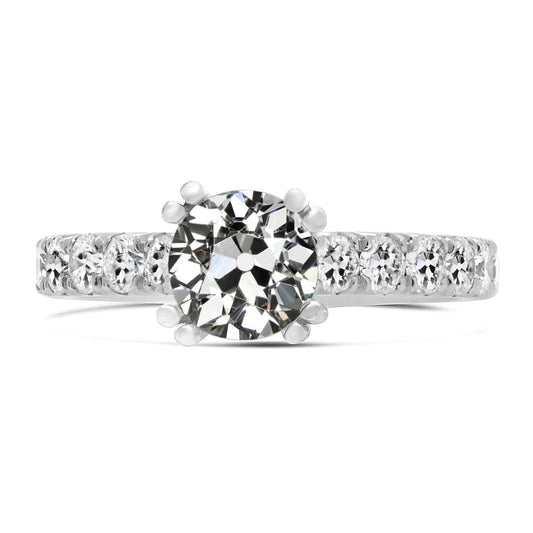 Anniversary Ring Old Mine Cut Real Diamond Double Prong Set 6 Carats
