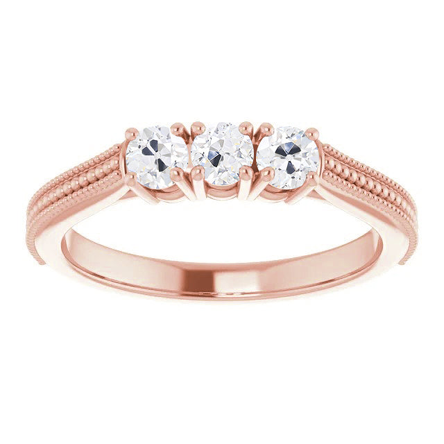 Anniversary Ring Old Miner Real Diamond Beaded Style 2.25 Carats Milgrain