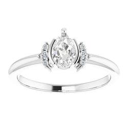 Anniversary Ring Oval Old Mine Cut Natural Diamond Half Bezel Set 2.50 Carats