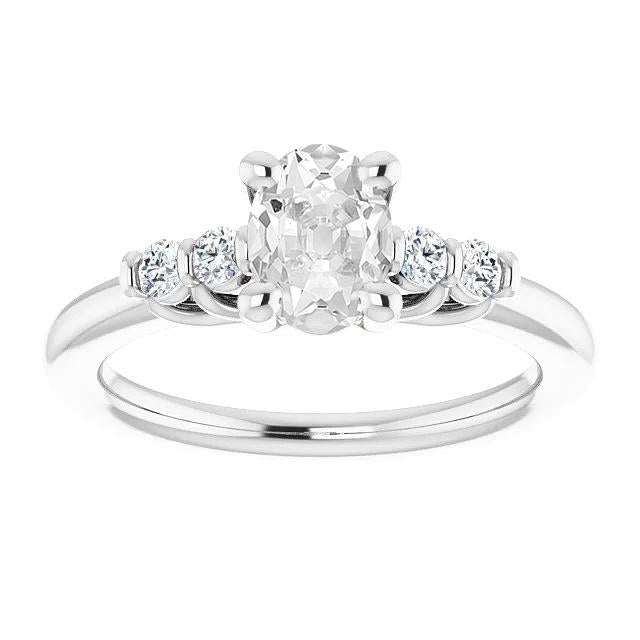 Anniversary Ring Oval Old Mine Cut Natural Diamond Prong Set Jewelry 4 Carats