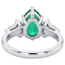 Colombian Emerald Gemstone Ring 3-ct 14 Karat Two Tone Gold – back view