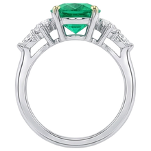 Authentic Colombian Emerald Gemstone Ring 3 ct 14 Karat Two Tone Gold – top view