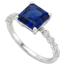 Anniversary Ring Princess Blue Sapphire Solitaire With Accents 4 Carat